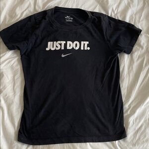 Nike Kids Black Tee with White Slogan